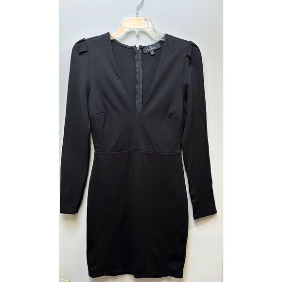 Lulus Dresses & Skirts - Lulus black long sleeve mini dress deep v-neck back zipper size Medium #16-1592